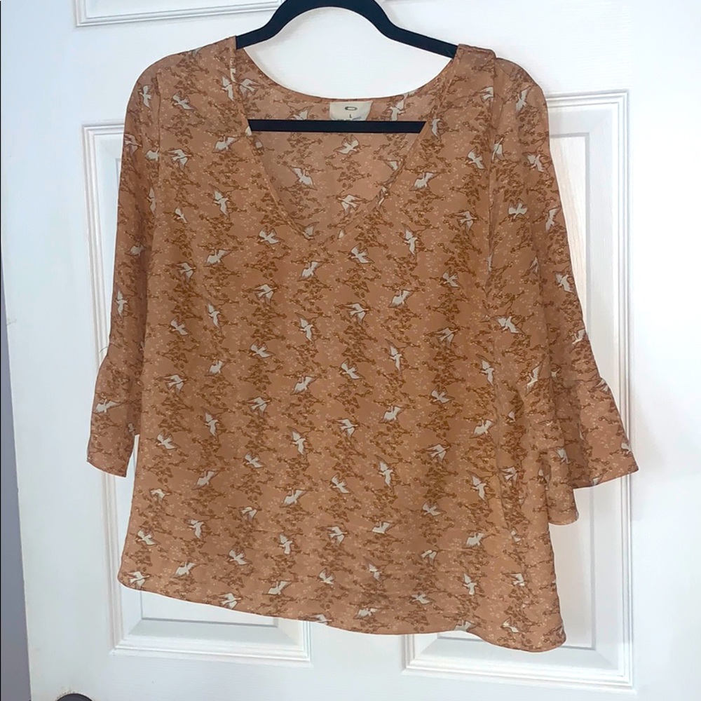 Pins and Needles Dove Print Blouse Size L